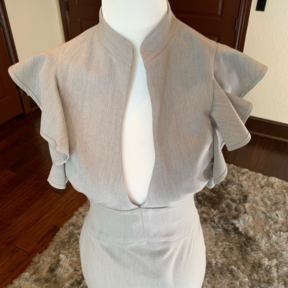 Black Halo Keyhole Ruffle Sleeve Midi Dress - Picture 4 of 7